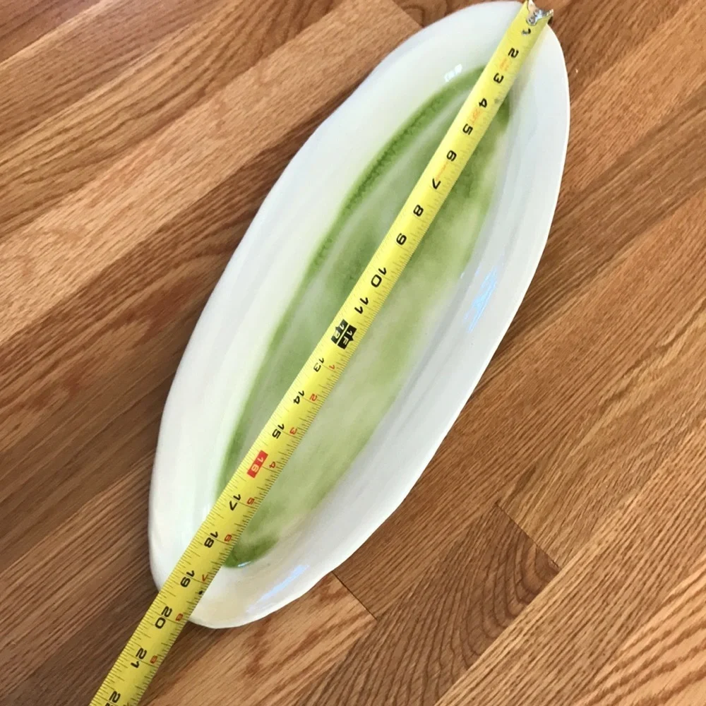 NWT Anthropologie Terrain Signed Handmade Chartreuse Fish Platter
